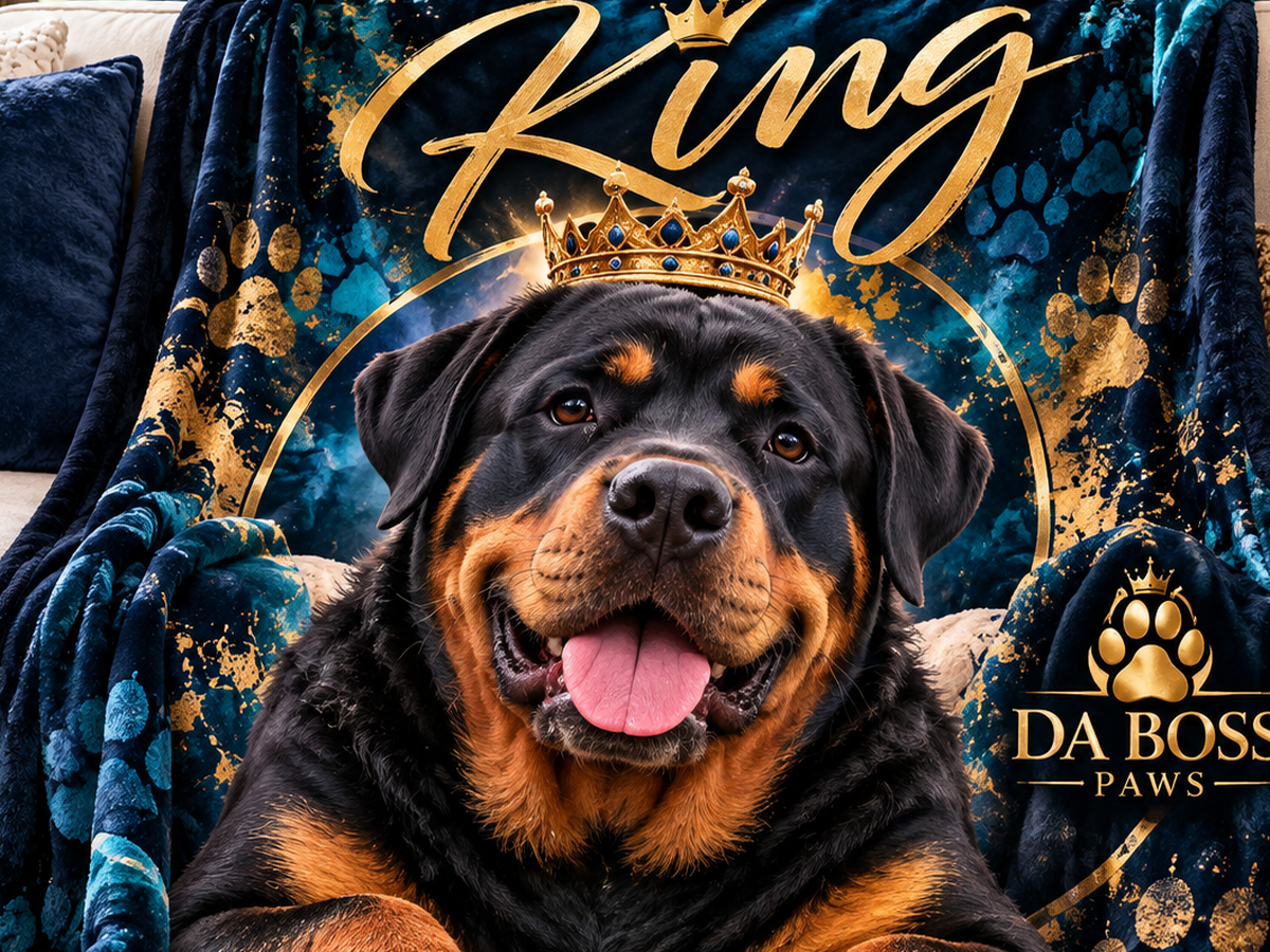 Da Boss Paws personalized pet blanket close-up