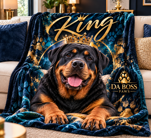 Da Boss Paws personalized pet blanket lifestyle mockup