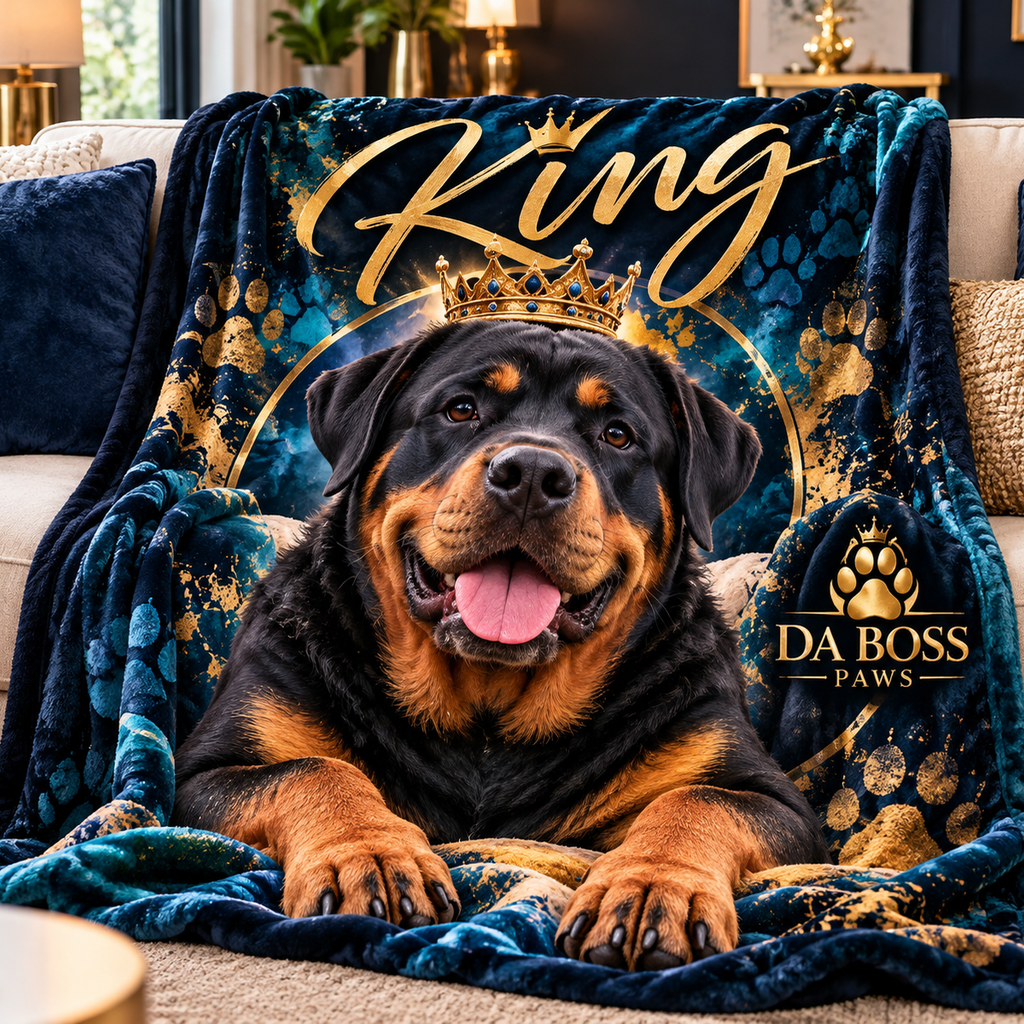 Da Boss Paws personalized pet blanket square lifestyle image