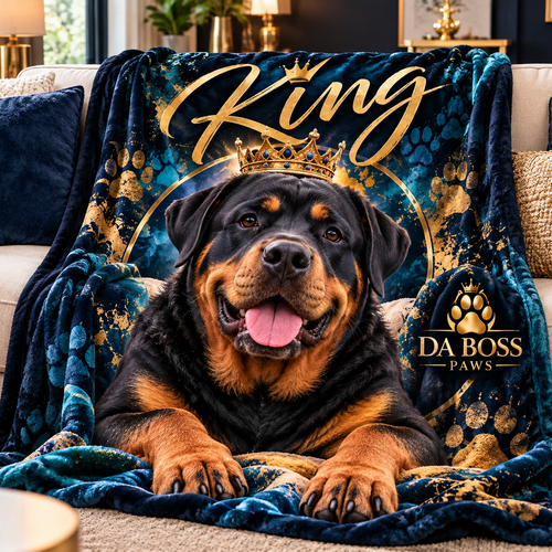 Da Boss Paws personalized pet blanket square lifestyle image