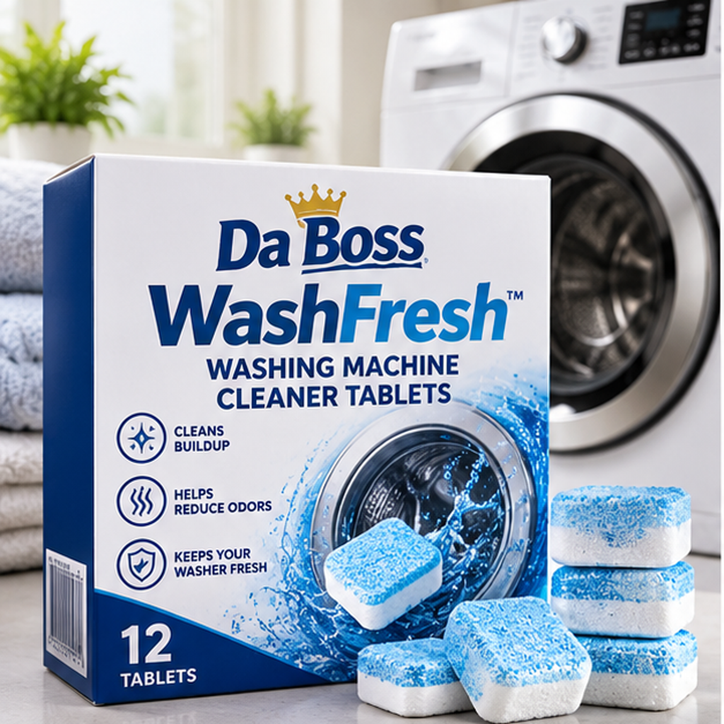 Da Boss WashFresh washing machine cleaner tablets — 12 tablets