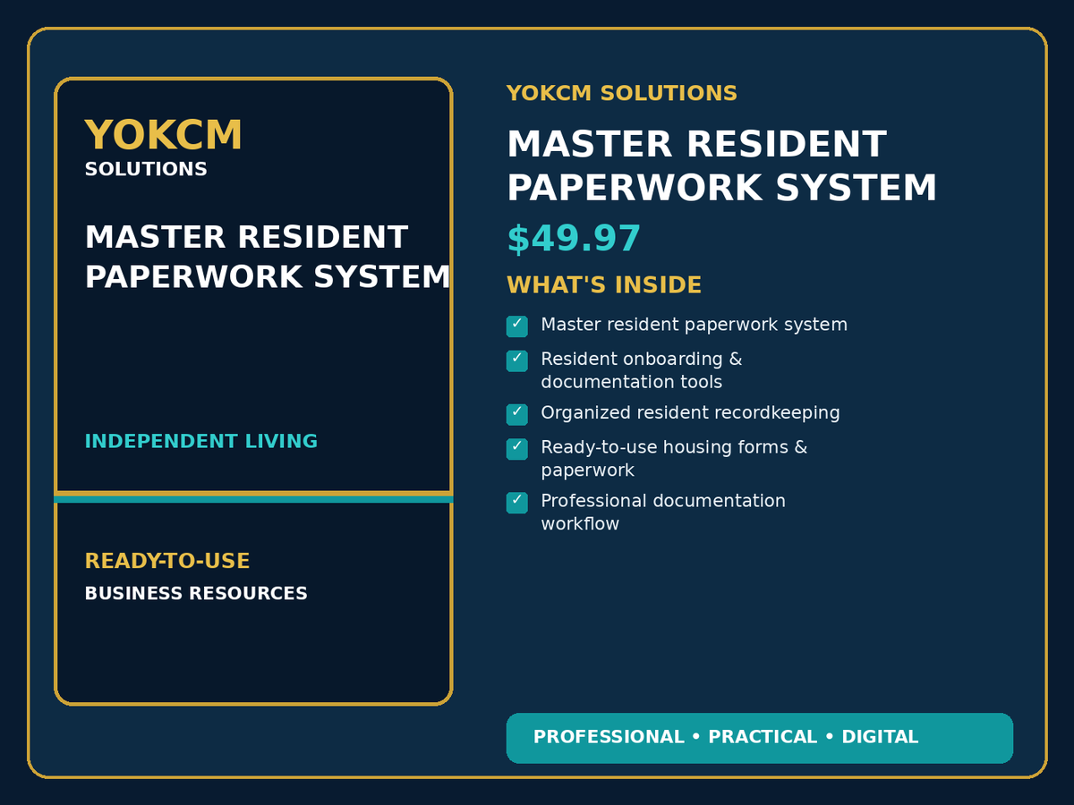 Yokcm Solutions Master Resident Paperwork System package contents