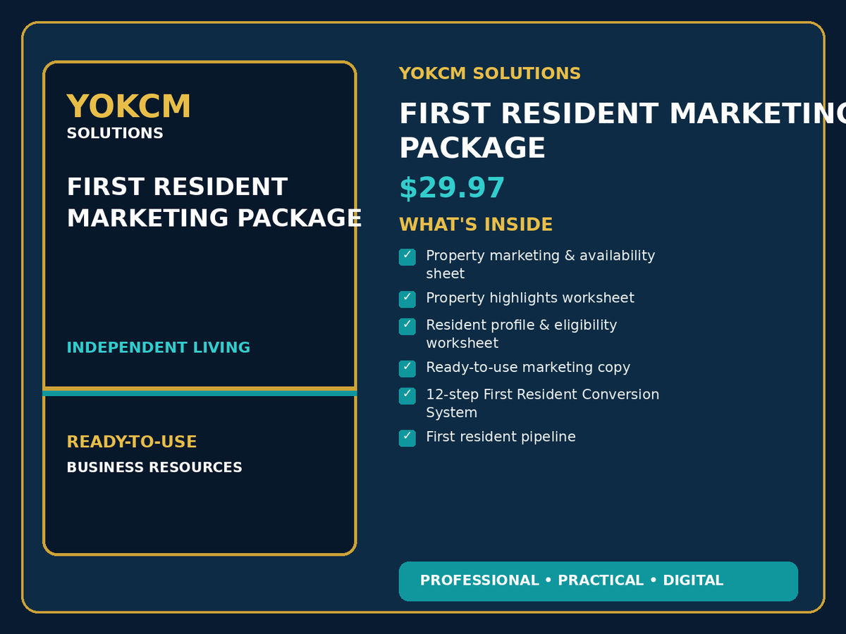 Yokcm Solutions First Resident Marketing Package contents
